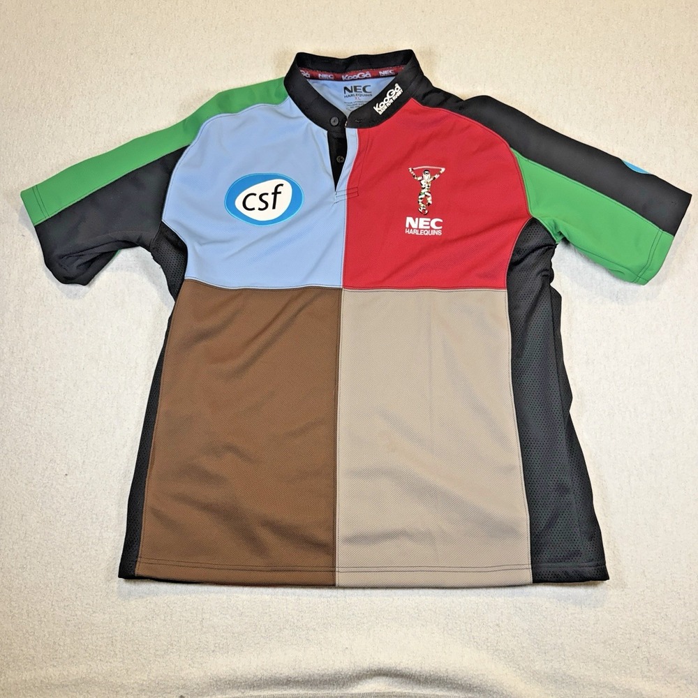 Vintage Harlequins Mens XL Jersey Rugby Shirt KooGa NEC Polyester CSF Y2K